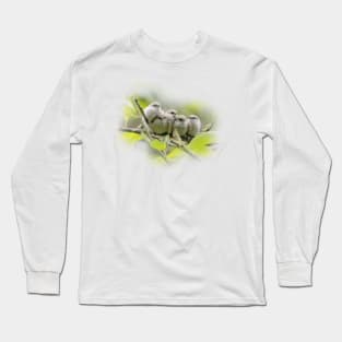 Heartwarming Family Portrait: Five Bushtit Songbird Brothers Long Sleeve T-Shirt